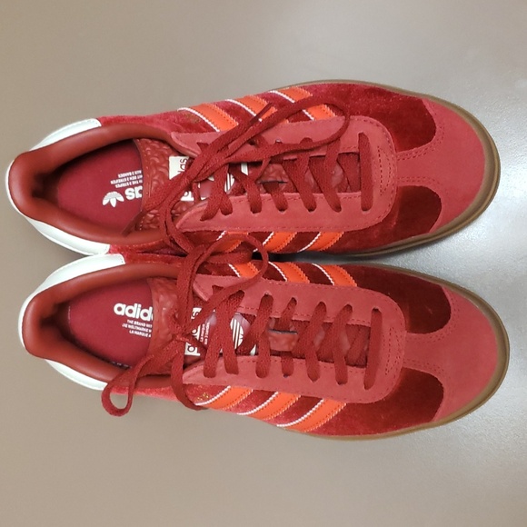 Adidas Gazelle 7 red and orange suede, velvet platform sneakers for women NWOT - Picture 5 of 7